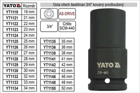 YATO Gola dió hatszög 3/4&quot; kovácsolt 50mm-re meghosszabbítva