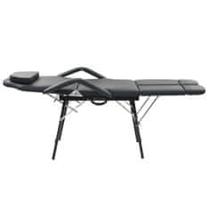 Vidaxl hordozható fekete műbőr arckezelő szék 185 x 78 x 76 cm 110161