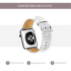 BStrap Leather Italy szíj Apple Watch 38/40/41mm, White