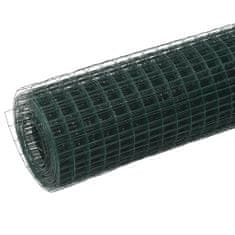 Greatstore zöld PVC-bevonatú acél csirkeháló drótkerítés 25 x 0,5 m