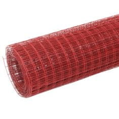 Greatstore piros PVC-bevonatú acél csirkeháló drótkerítés 10 x 1,5 m