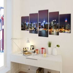 Greatstore Vászon falikép szett színes new york-i Skyline 200 x 100 cm