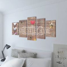 Greatstore Nyomtatott vászon falikép szett "Home Sweet Home" dizájn 200 x 100 cm