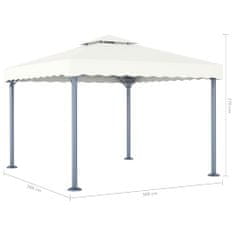 Greatstore krémszínű alumíniumpavilon LED fényfüzérrel 300 x 300 cm