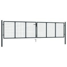 Vidaxl szürke horganyzott acél rácsos kertkapu 400 x 125 cm 145776