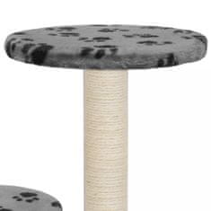 Greatstore szürke mancs mintás macskabútor szizál kaparófákkal 60 cm