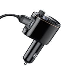 BASEUS Locomotive Bluetooth FM Transmitter MP3 autós töltő 2x USB 3.4A, fekete