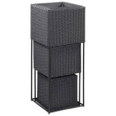 Greatstore 3 db fekete polyrattan kerti magaságyás