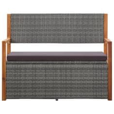 Greatstore szürke polyrattan és tömör akácfa tárolópad 110 cm