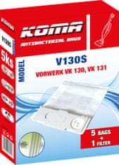 KOMA V130S - 25 darabos porzsákkészlet Vorwerk VK 130, VK 131 Kobold porszívókhoz, szintetikus
