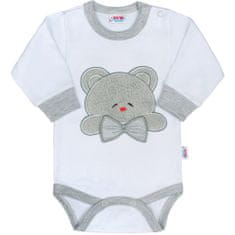 NEW BABY Luxus Honey Bear hosszú ujjú bébi bodysuit 3D applikációval - 80 (9-12m)