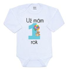 NEW BABY Új baba nyomtatott bodysuit 1 éves vagyok kék - 86 (12-18m)