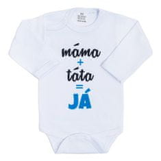 NEW BABY Nyomtatott test Új baba anya plusz apa egyenlő ÉN - ajándékcsomag - 56 (0-3m)