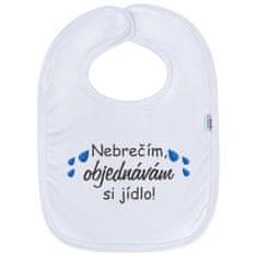 NEW BABY Cotton Baby Bib Nem sírok, hanem ételt rendelek!