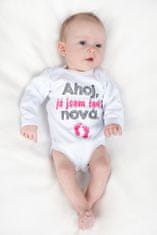 NEW BABY Új baba nyomtatott bodysuit Hello, I'm new here - ajándékcsomag - 56 (0-3m)