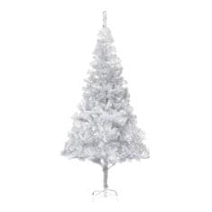 shumee ezüstszínű PET műkarácsonyfa LED-ekkel és gömbökkel 210 cm