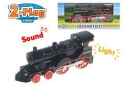 2-Play Fém mozdony 14 cm-es, megfordítható, elemes, fény és hang - színkeverék (fekete, piros)