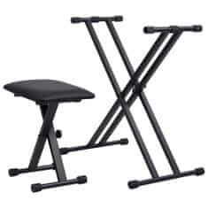 Greatstore fekete dupla merevítésű billentyűzetállvány és szék