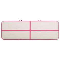 Greatstore rózsaszín PVC felfújható tornamatrac pumpával 400 x 100 x 20 cm