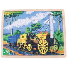 Bigjigs Toys Wooden Puzzle Historical Train Rocket 35 darabos történelmi vonat rakéta