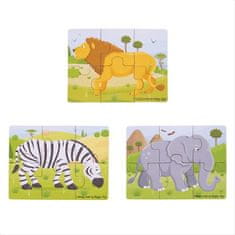 Bigjigs Toys Puzzle 3in1 szafari állatok