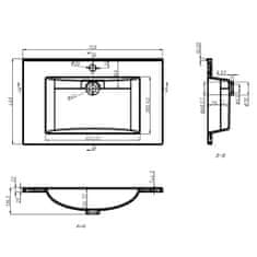 Greatstore fehér SMC beépítheető mosdókagyló 750 x 460 x 130 mm