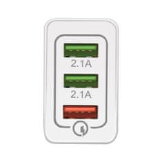 MG Fast Wall töltő 3x USB QC3.0 2.1A 30W, fehér