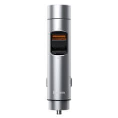 BASEUS Energy Column Bluetooth FM Transmitter autós töltő 2x USB QC3.0 3A, ezüst