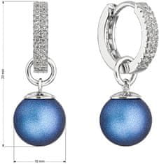 Evolution Group Ezüst fülbevalók kék szintetikus gyöngyökkel és cirkónium kővel 31298.3