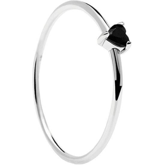 PDPAOLA MInimalistaezüst gyűrű szívvel Black Heart Silver AN02-224