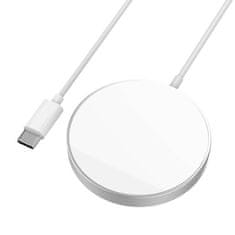 Kaku vezeték nélküli mágneses töltő iPhone 12, MagSafe, 15W, USB-C, fehér