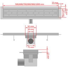 Vidaxl hullámos rozsdamentes acél zuhany lefolyóvezeték 530 x 140 mm 142183