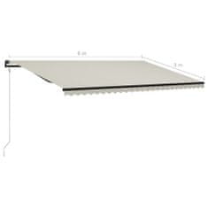 Vidaxl krémszínű szélérzékelős és LED-es napellenző 600 x 300 cm 3055306