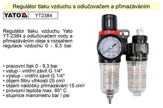 YATO Légnyomás-szabályozó leválasztóval és kenéssel YT-2384