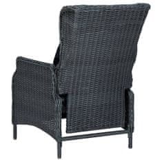shumee sötétszürke dönthető háttámlás polyrattan kerti szék párnákkal