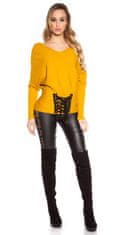 Amiatex Női kardigán 71560 + Nőin zokni Gatta Calzino Strech, sárga, UNIVERZáLIS