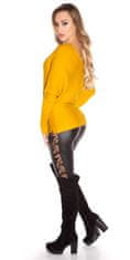 Amiatex Női kardigán 71560 + Nőin zokni Gatta Calzino Strech, sárga, UNIVERZáLIS