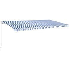 shumee kék és fehér kézzel kihúzható LED-es napellenző 600 x 350 cm