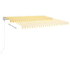 Greatstore sárga és fehér kézzel kihúzható napellenző póznákkal 4 x 3 m