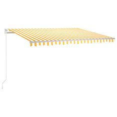 Greatstore sárga és fehér kézzel kihúzható LED-es napellenző 450 x 350 cm