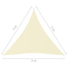 Greatstore krémszínű háromszögű oxford-szövet napvitorla 3 x 3 x 3 m