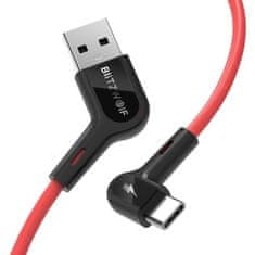 Blitzwolf BW-AC1 kábel USB / USB-C 3A 1.8m, piros