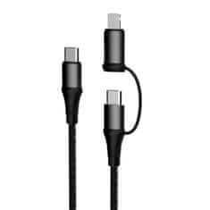 DUDAO L20 kábel USB-C / USB-C PD 60W + Lightning 18W QC 3.0 1m, szürke