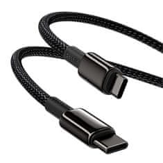 BASEUS Tungsten Gold gyorstöltő- / adatkábel USB-C-ről USB-C-re 100W 2m CATWJ-A01, fekete