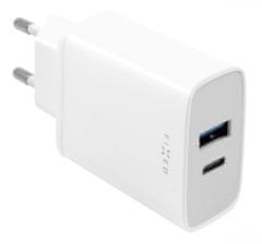 FIXED Hálózati töltő USB-C és USB kimenettel, PD támogatás, 30W FIXC30-CU-WH, fehér