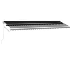 Greatstore antracitszürke kézzel kihúzható LED-es napellenző 600 x 350 cm