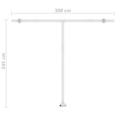 Vidaxl kék/fehér automata szélérzékelős és LED-es napellenző 300x250cm 3069511