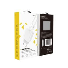 MG Wall Charger USB-C hálózati töltő adapter PD 20W + kábel USB-C / Lightning 1m, fehér