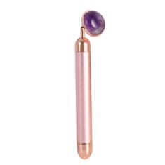 Elektromos arcmasszírozó ásványi kővel(Jade Roller Massager Electric Pink Handle and Amethyst Jade)