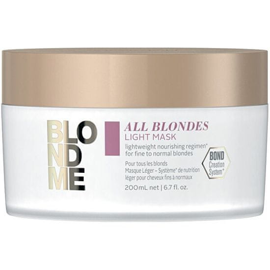 Schwarzkopf Prof. Könnyű tápláló maszk vékonyszálú és normál szőke hajra All Blondes (Light Mask) 200 ml